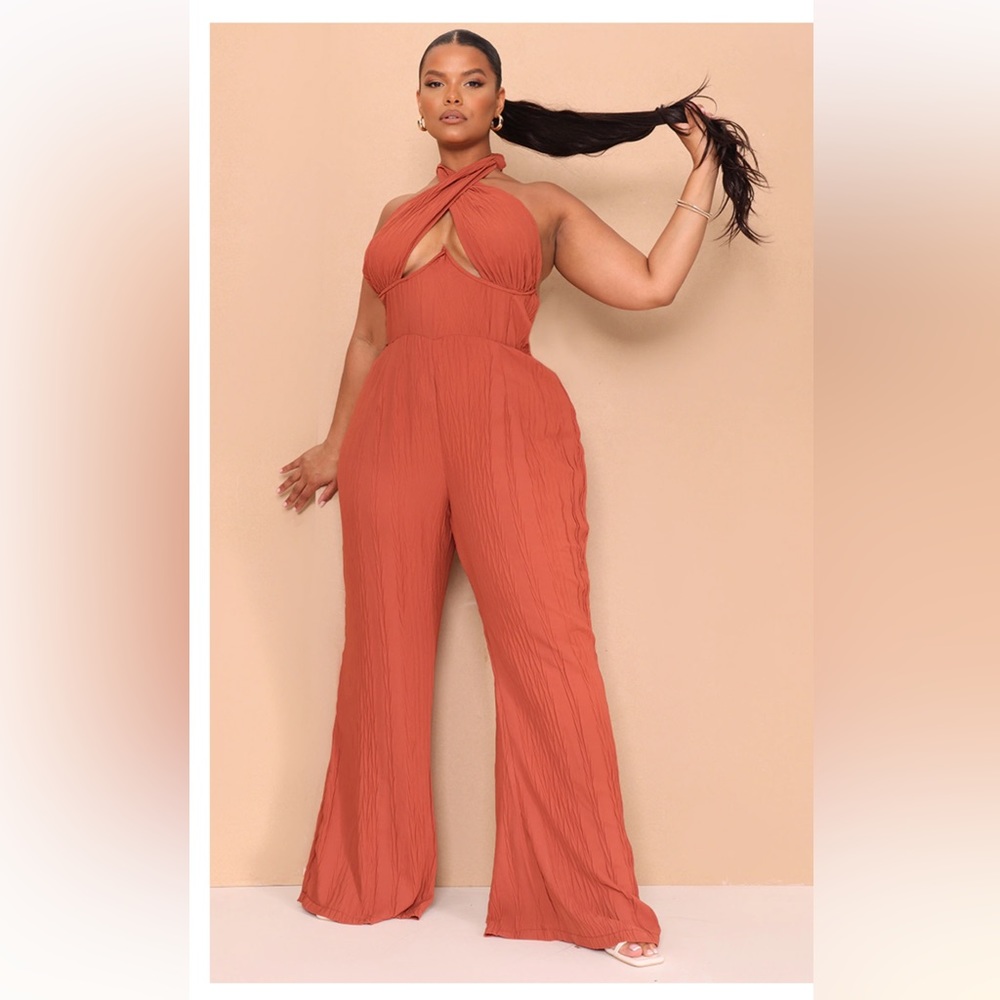 Plus Rust Jumpsuit-Pretty Little Thing